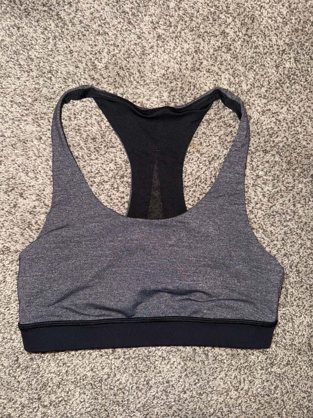 Lululemon Invigorate Bra Heathered Black Grey Mesh Back